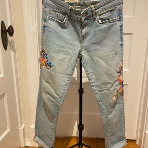 Anthro embroidered floral jeans!